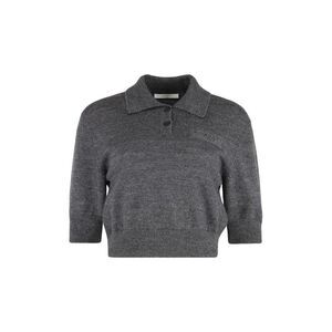 GIVENCHY Logo Knit Polo Shirt Women GREY T-Shirts & Tops